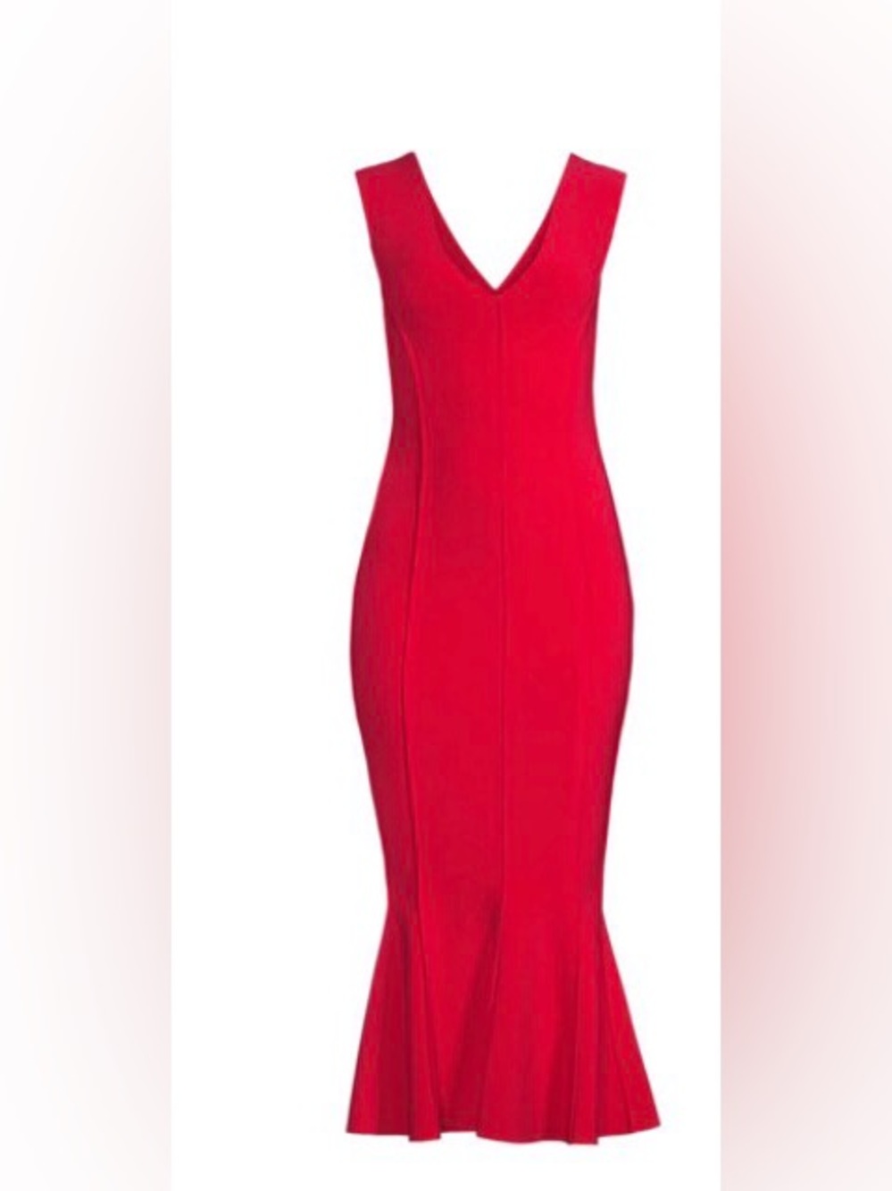 Norma Kamali Red V-Neck Midi Dress - Medium